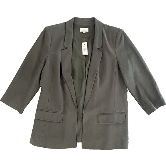 LOFT Womens 12 Dark Green Open Front Blazer Jacket Career Office Business Preppy - Picture 1 of 12